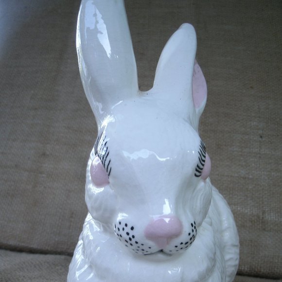 Vintage Handmade Ceramic White Rabbit Figurine - Picture 10 of 16